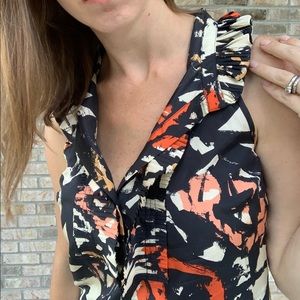 100% Silk Ruffle Chest Tank Top by J.Crew